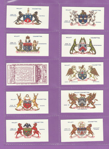 Card Collectors Society - Set Of 50 Wills ' Arms Of Companies ' Cards