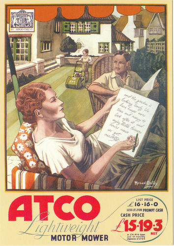 Robert Opie Advertising Postcard - Atco Lightweight Motor Mower