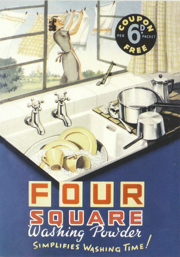 Robert Opie Advertising Postcard - Four Square Washing Powder