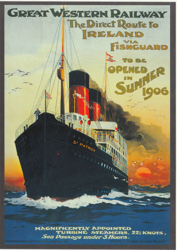 Robert Opie Advertising Postcard - G.w.r. Ireland Via Fishguard