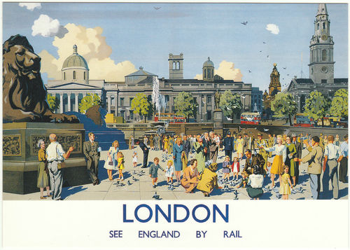 Robert opie advertising postcard - london - see england by rail