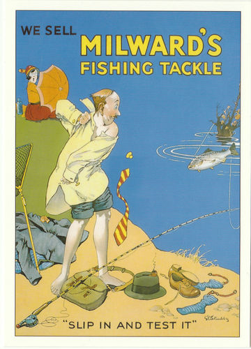 Robert Opie Advertising Postcard - Milward's Fishing Tackle
