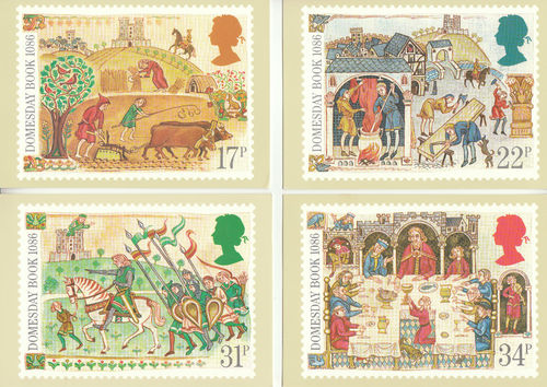 U.k. Post Office - Set Of 4 Medieval Life Cards - 1986
