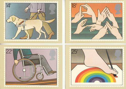 U.k. Post Office - Set Of 4 Year Of The Disabled Cards - 1981
