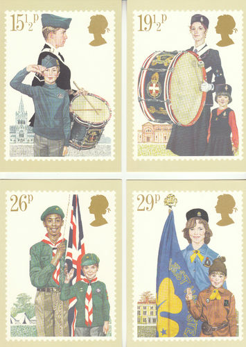 U.k. Post Office - Set Of 4 Youth Organizations Cards - 1982