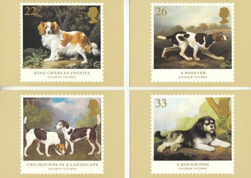 U.k. Post Office - Set Of 5 Dogs By George Stubbs Cards - 1991