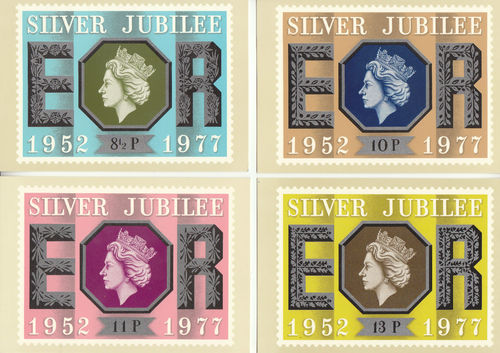 U.k. Post Office - Set Of 5 Royalty Silver Jubilee Postcards - 1977