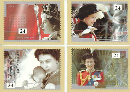 U.k. Post Office - Set Of 5 The Queen 40th Anniversary Cards - 1992