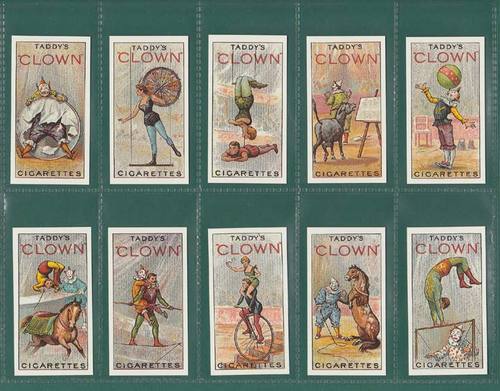 Nostalgia reprints - set of 20 - taddy ' clowns & circus artistes ' cards