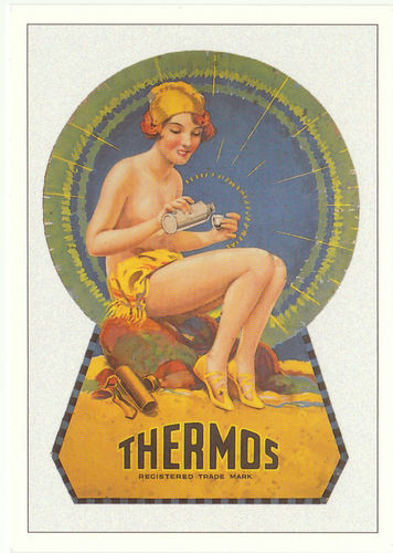 Robert opie advertising postcard - thermos flask